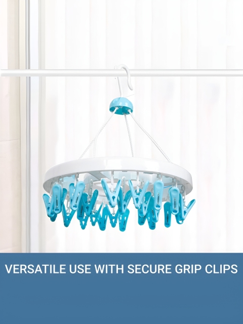 Kuber Industries Blue & White Colorblocked Clips Hanger - Image 4