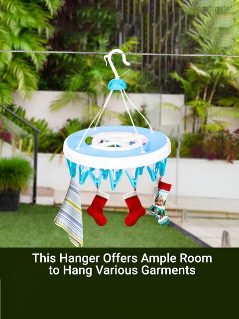 Kuber Industries Blue & White Colorblocked Clips Hanger - Image 5