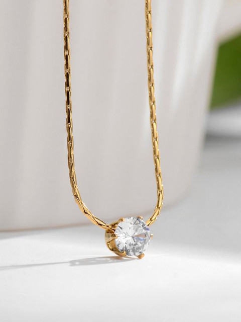 VIEN Gold-Plated Stainless Steel Sparkling Six Claw Diamond Chain - Image 2