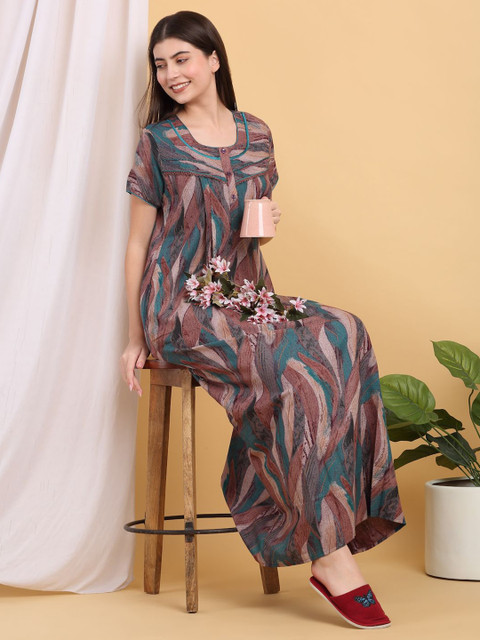 Sweet Dreams Round Neck Printed Maxi Nightdress