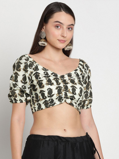 studio rasa Printed Ethnic Pure Cotton Crop Top - Image 3