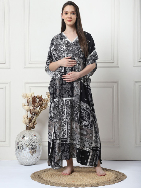 Secret Wish Printed Maxi Maternity KaftanNightdress