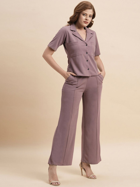 Selvia Cuban Collar Short Sleeves Shirt With Trouser