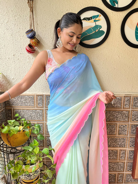 Mitera Ombre Embroidered Saree - Image 4