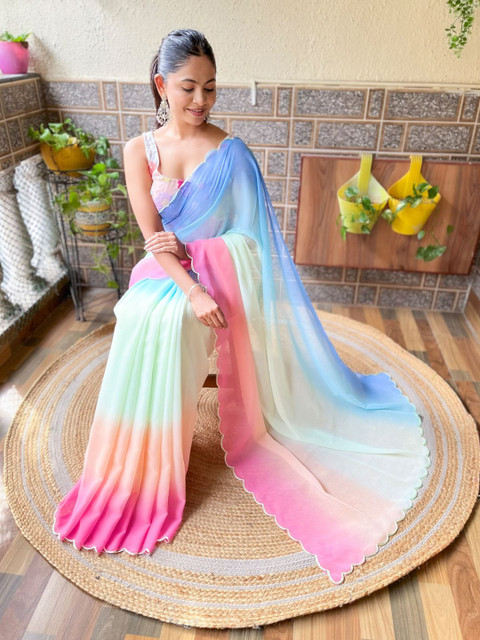 Mitera Ombre Embroidered Saree - Image 3