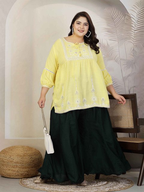 CLORA CREATION PLUS Women Solid Regular Flared Ethnic Palazzos - Image 5