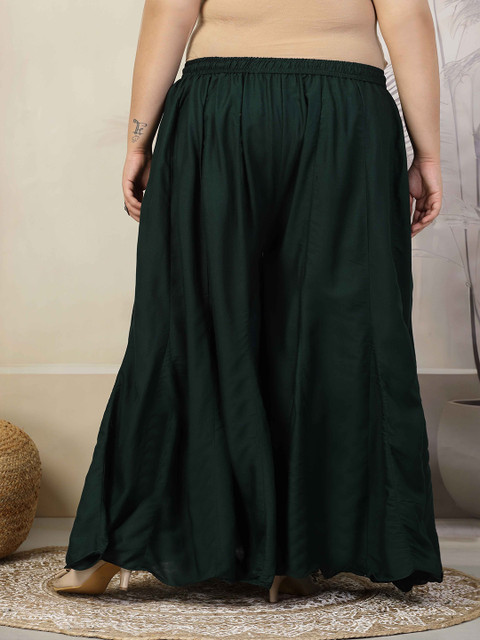 CLORA CREATION PLUS Women Solid Regular Flared Ethnic Palazzos - Image 4