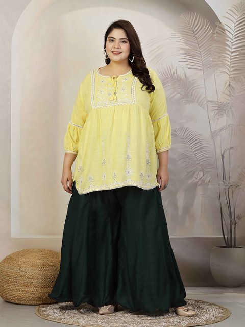CLORA CREATION PLUS Women Solid Regular Flared Ethnic Palazzos - Image 6