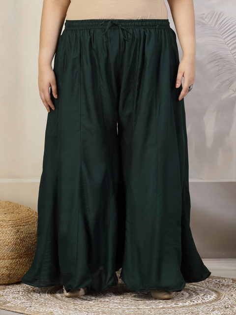 CLORA CREATION PLUS Women Solid Regular Flared Ethnic Palazzos