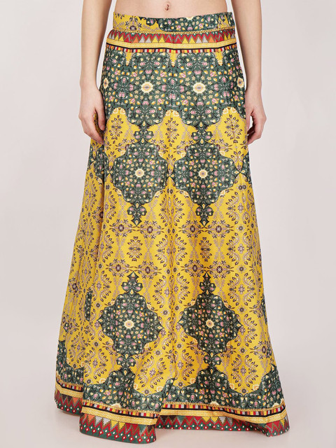 Frolic Rolic Ethnic Printed Silk Maxi Skirt - Image 4