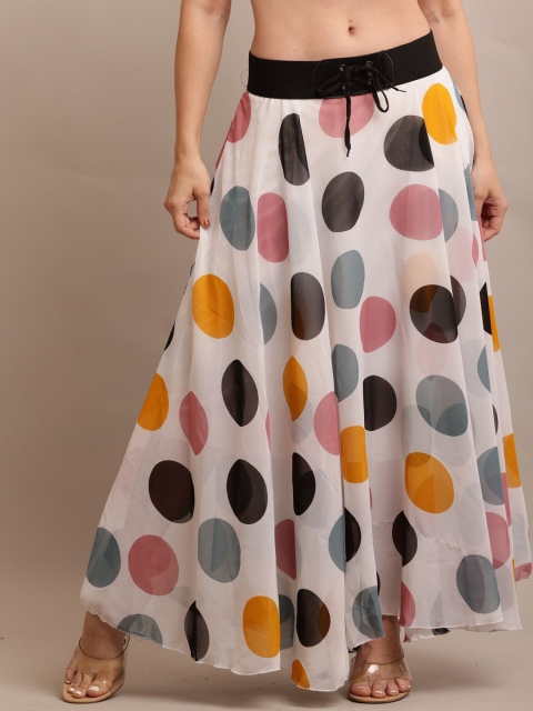 Raabta Fashion Women Polka Dots Printed Flared Maxi Skirts