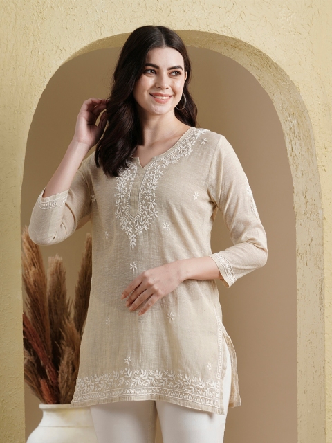 ADA Embroidered Thread Work Thread Work Cotton Kurti - Image 3