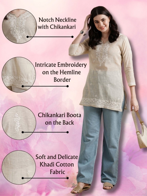 ADA Embroidered Thread Work Thread Work Cotton Kurti - Image 7