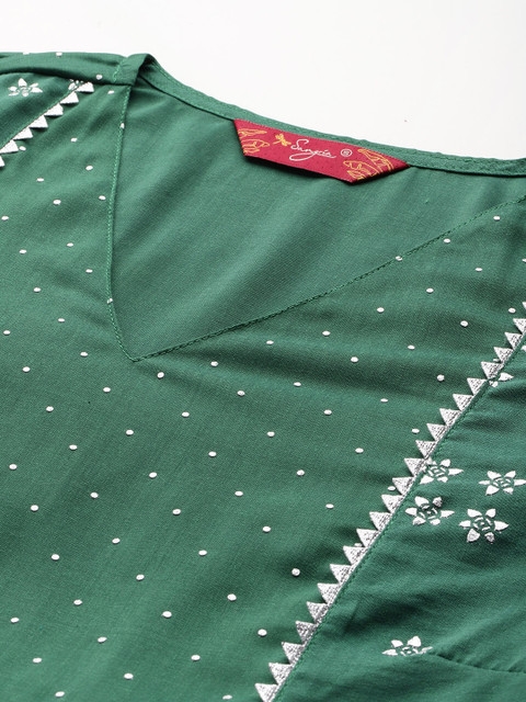 Sangria Women Printed Regular Kurta with Trousers - Image 2