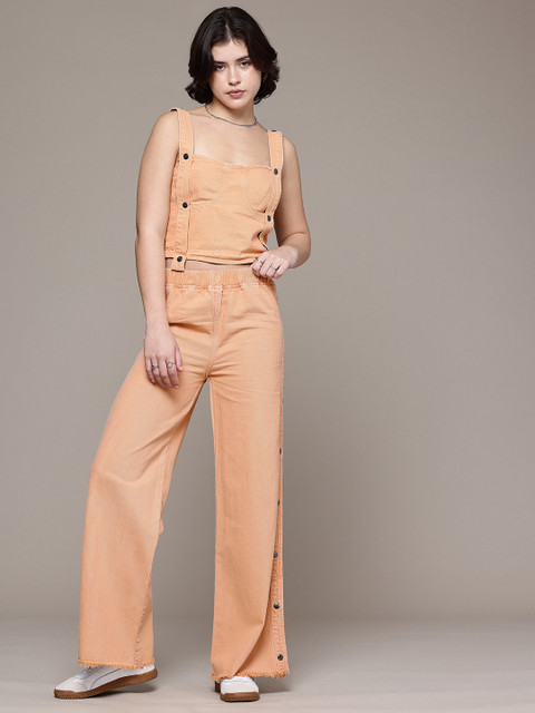 The Roadster Life Co. Denim Top with Straight Fit Jeans Pure Cotton Co-Ords