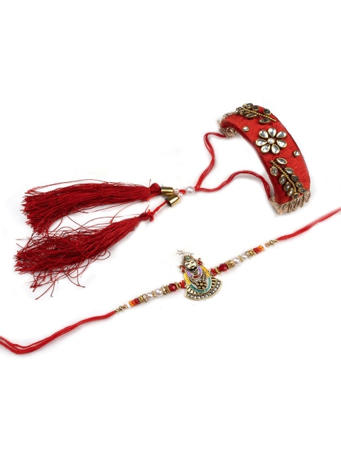StileAdda Beaded Thread Bhaiya Bhabhi Rakhis with Roli Chawal - Image 2