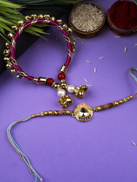 StileAdda Beaded Thread Bhaiya Bhabhi Rakhis with Roli Chawal