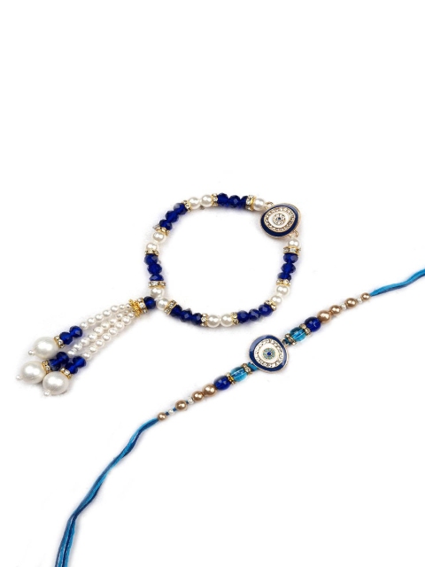 StileAdda Beaded Thread Bhaiya Bhabhi Rakhis with Roli Chawal - Image 2