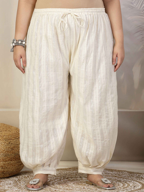 CLORA CREATION PLUS Women Woven Design Loose Fit Cotton Salwar