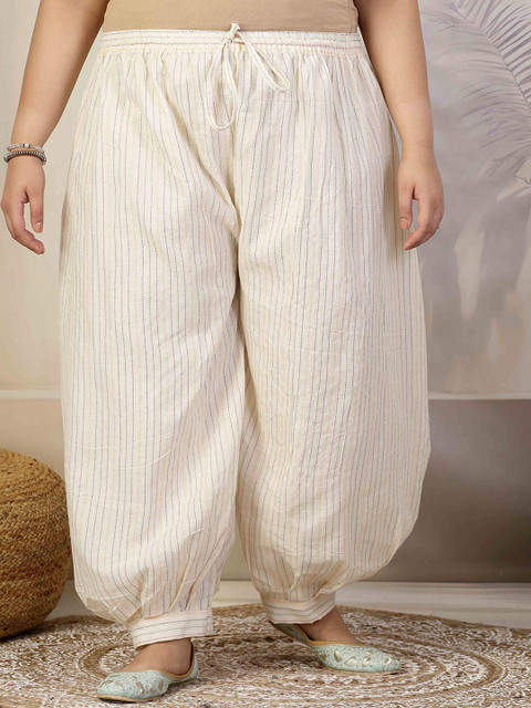 CLORA CREATION PLUS Women Woven Design Striped Loose Fit Afghani Salwar