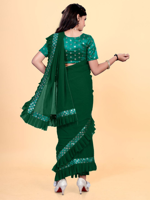 BAESD Sequinned Pure Georgette Ready to Wear Saree - Image 3