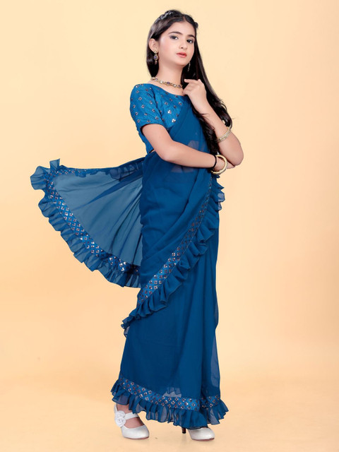 BAESD Embroidered Pure Georgette Ready to Wear Saree - Image 2