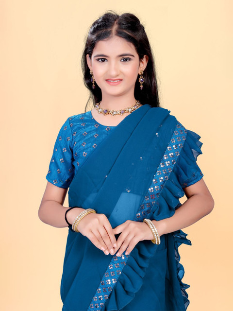 BAESD Embroidered Pure Georgette Ready to Wear Saree - Image 5