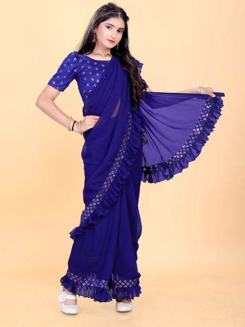 BAESD Sequinned Pure Georgette Ready to Wear Saree - Image 2