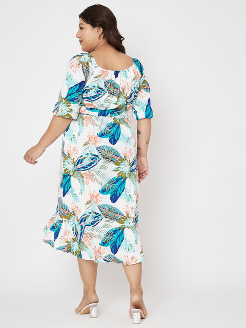 BRINNS Plus Size Floral Print A-Line Midi Dress - Image 5