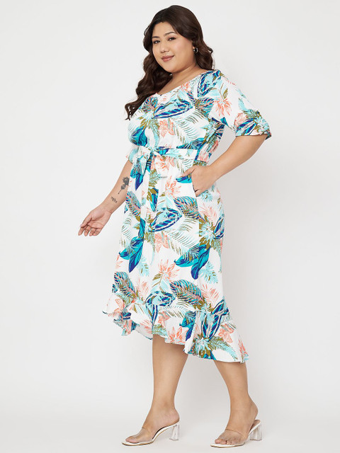 BRINNS Plus Size Floral Print A-Line Midi Dress - Image 4