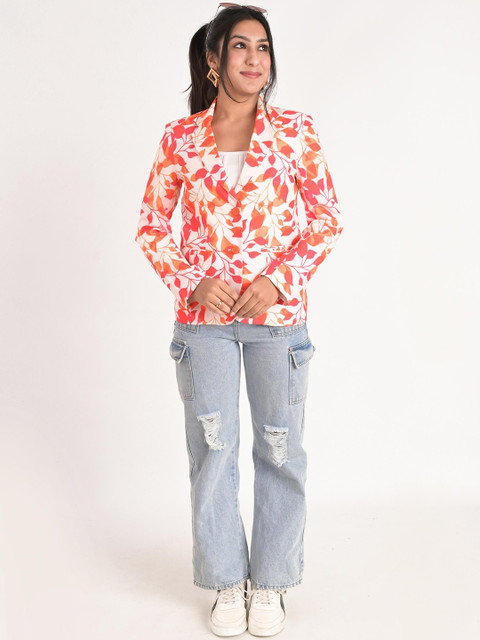 KIZI Leaf Printed Slim-Fit Single-Breasted Blazer - Image 5