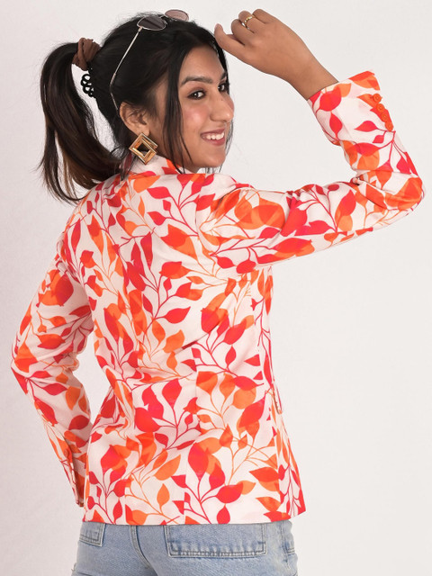 KIZI Leaf Printed Slim-Fit Single-Breasted Blazer - Image 4