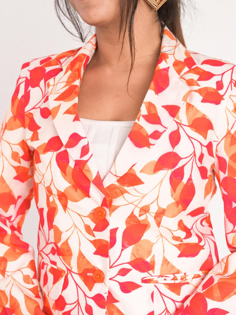 KIZI Leaf Printed Slim-Fit Single-Breasted Blazer - Image 2