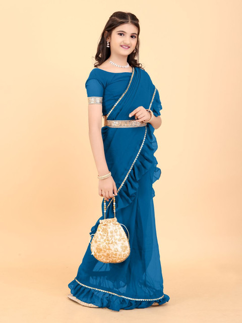 BAESD Gotta Patti Pure Georgette Belted Saree - Image 4