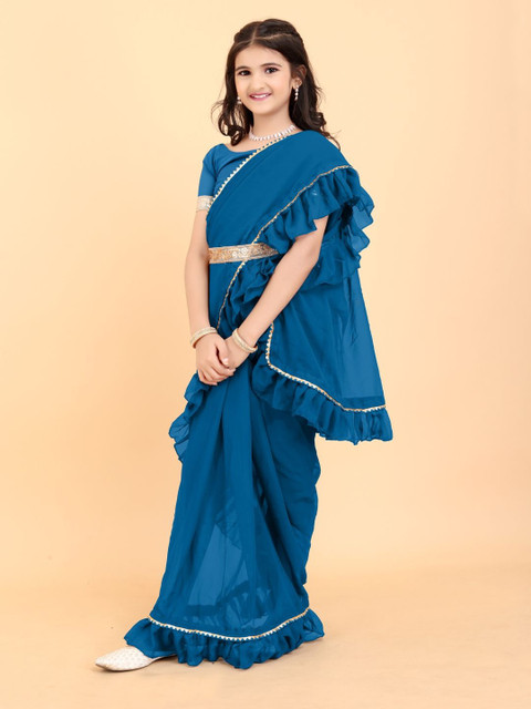 BAESD Gotta Patti Pure Georgette Belted Saree - Image 2