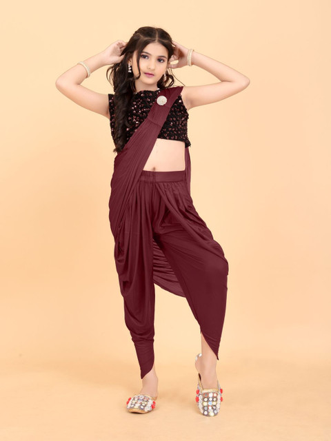 BAESD Solid Dhoti Saree