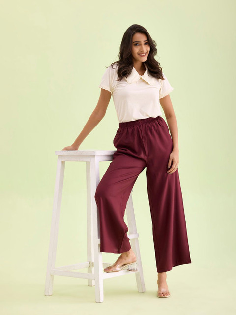 Go Colors Women Solid Mid Rise Wide Leg Western Palazzos - Image 6