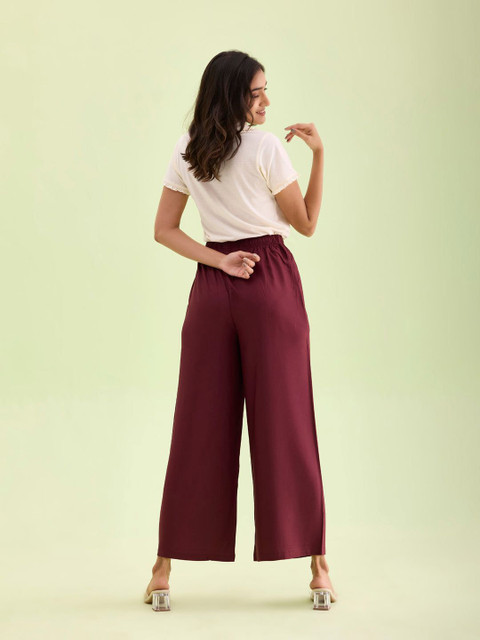 Go Colors Women Solid Mid Rise Wide Leg Western Palazzos - Image 5