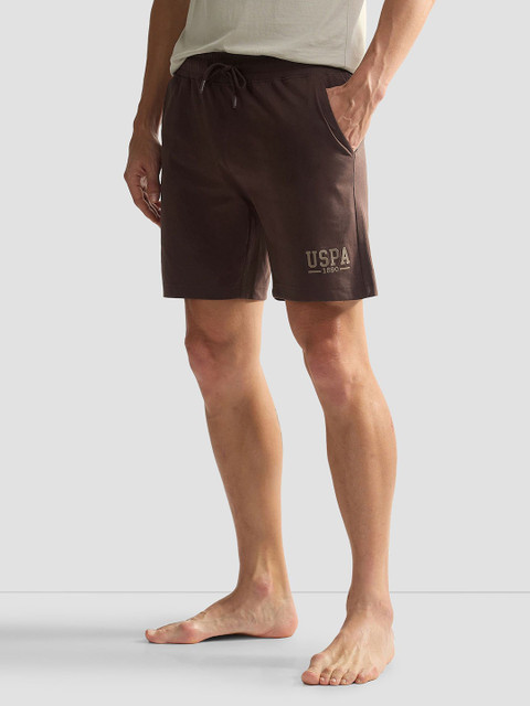 U.S. Polo Assn. Men Solid Logo Mid- Rise IYBF Knit Lounge Shorts