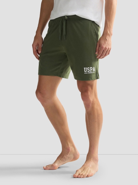 U.S. Polo Assn. Men Solid Slim Fit Mid-Rise IYBF Knit Lounge Shorts