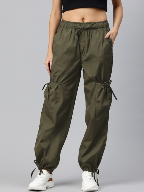 Popnetic Loose Fit High-Rise Pure Cotton Parachute Cargo Trousers