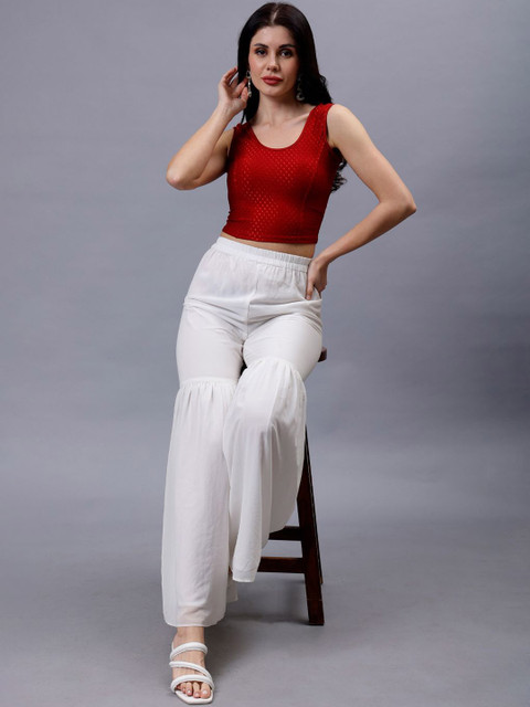 Plus Size Women Woven Design Sleeveless Saree Blouse - Image 4