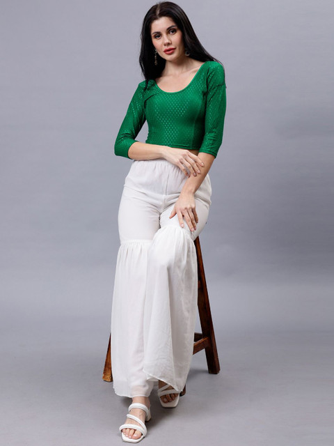 Plus Size Women Woven Design Saree Blouse - Image 4