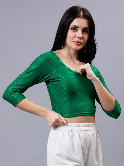 Plus Size Women Woven Design Saree Blouse - Image 2