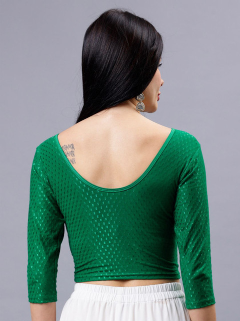 Plus Size Women Woven Design Saree Blouse - Image 3