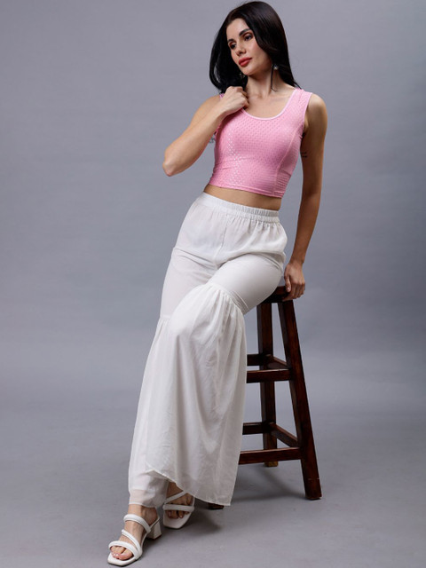 Plus Size Woven Design Sleeveless Saree Blouse - Image 4