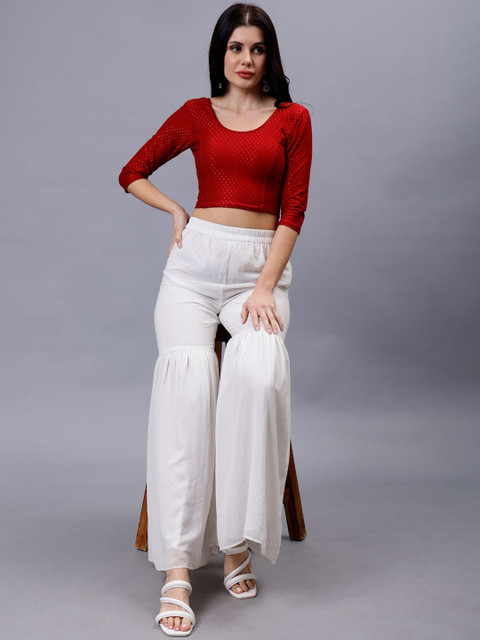 Plus Size Women Woven Design Saree Blouse - Image 5