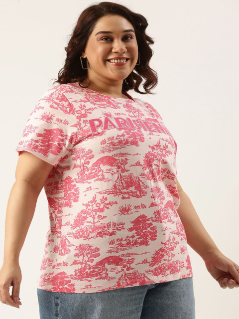 MARCA Bold Women Plus Size Conversational Printed Bio Finish T-shirt With Embroidery - Image 4