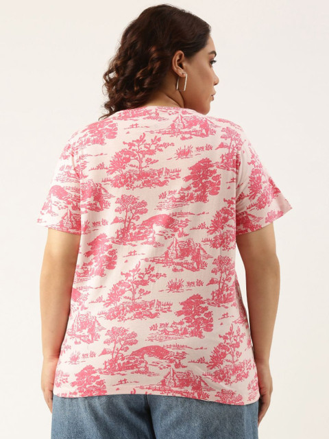 MARCA Bold Women Plus Size Conversational Printed Bio Finish T-shirt With Embroidery - Image 5