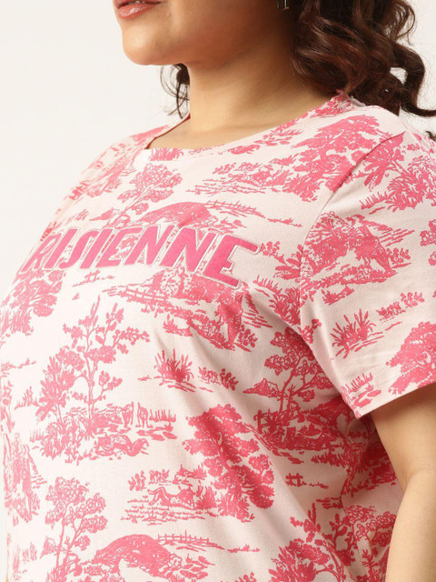 MARCA Bold Women Plus Size Conversational Printed Bio Finish T-shirt With Embroidery - Image 2
